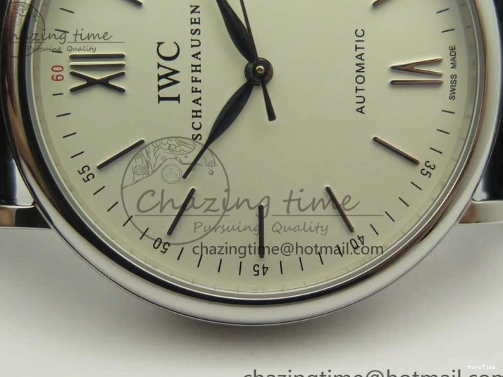 MIROTIME 0203 Supportive Portofino Automatic SS AF 1:1 Best Edition White Dial on Black Croco Leather Strap A 7184